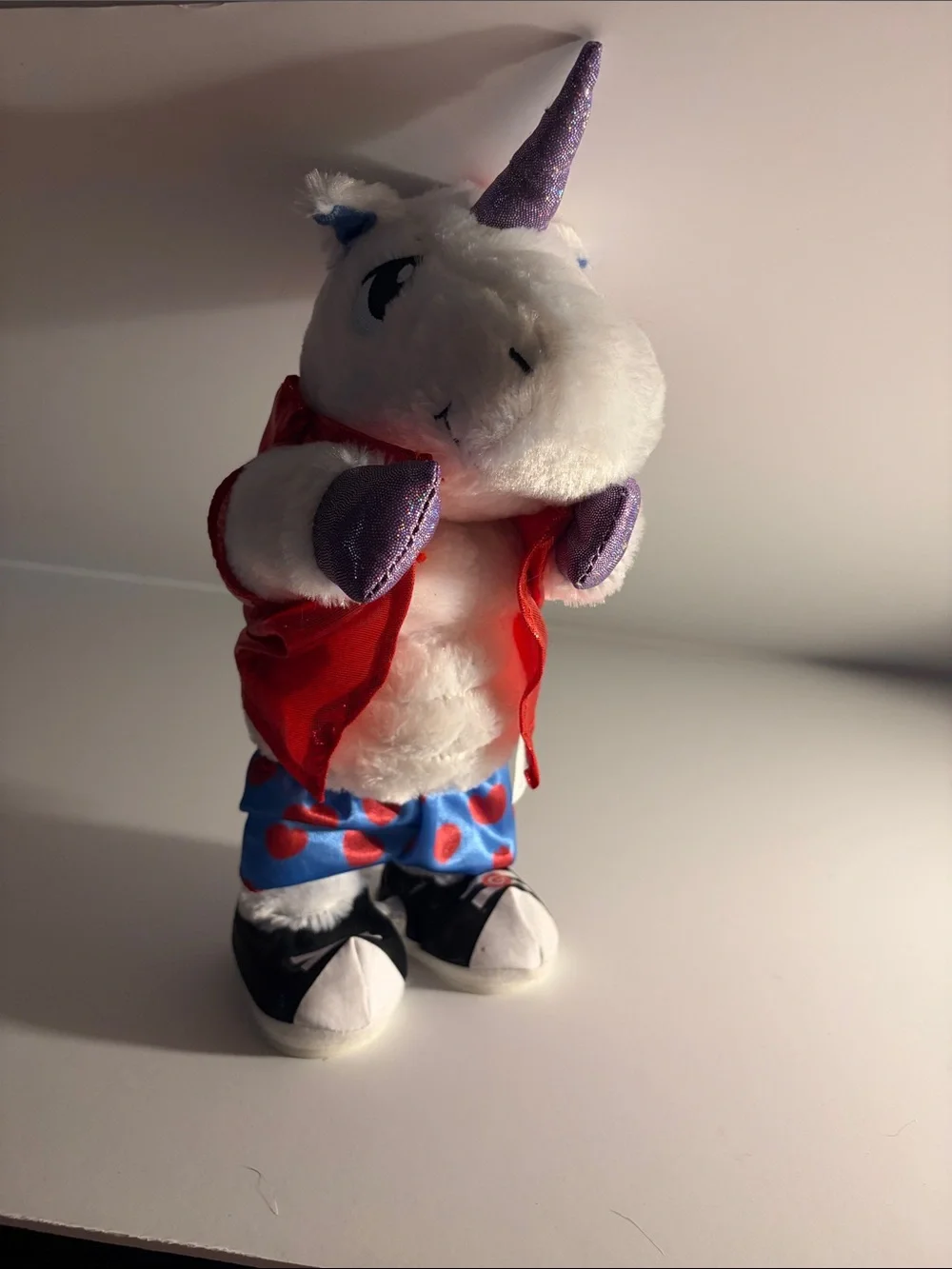 Plush Unicorn Hand Puppet for Kids - Purple & Red